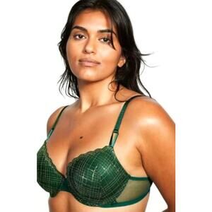 VICTORI'AS SECRET Sexy Tee Lace Lined Demi Bra in Green and Gold Size 32D